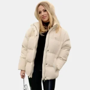 Brittany Mahomes Chiefs Puffer Jacket Beige