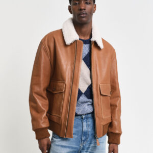 Men’s Aviator B3 Brown Leather Shearling Jacket