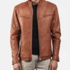 Men Brown Leather Biker Jacket