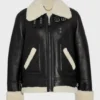 Womens Aviator Ivory Shearling Leather Jacket