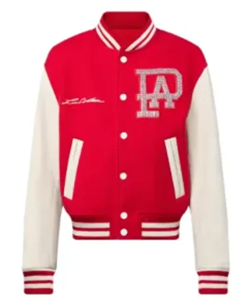 2026 New York Knicks v Atlanta Hawks Tyler Perry Red and White Varsity Jacket Front