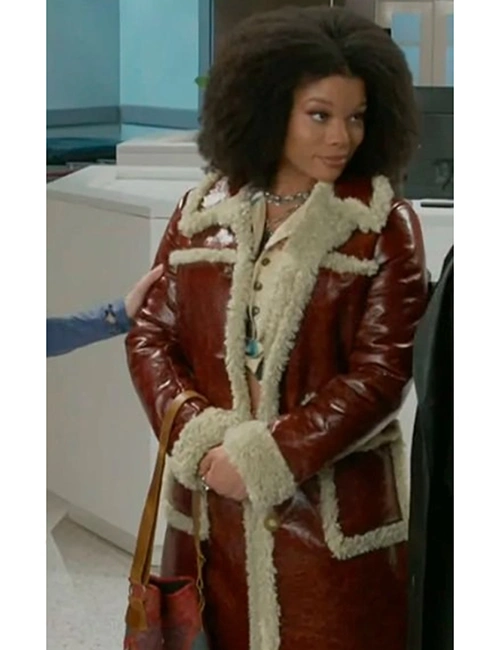 Ambyr Michelle Beyond The Gates Brown Leather Coat.webp