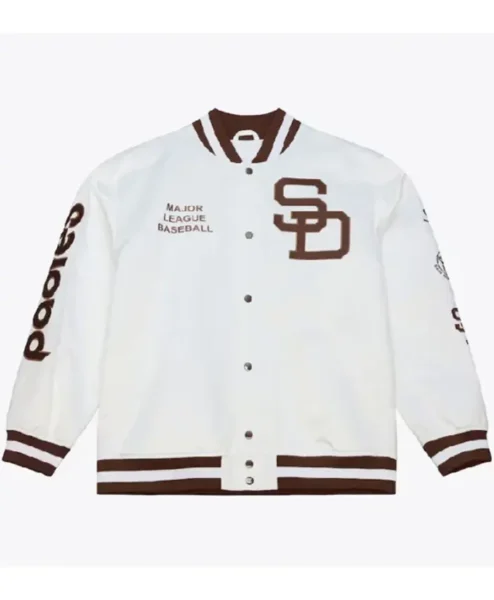 Arctic White San Diego Padres Lightweight Satin Jacket