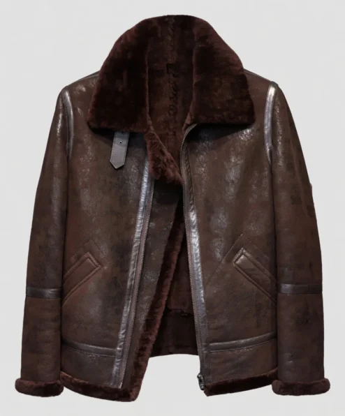 Arthur Shearling Distressed B3 Brown Leather Jacket