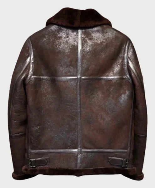 Arthur Shearling Distressed B3 Brown Leather Jacket side BACK