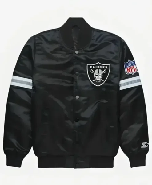 Barton Los Angeles Raiders Black Satin Varsity Jacket.webp