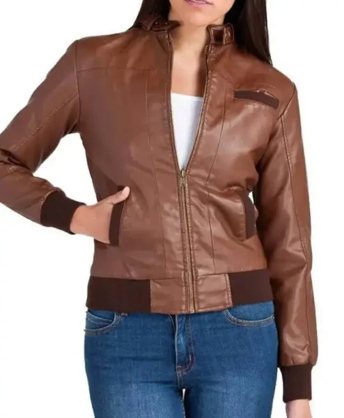 Bendy Women Bomber Leather Jacket