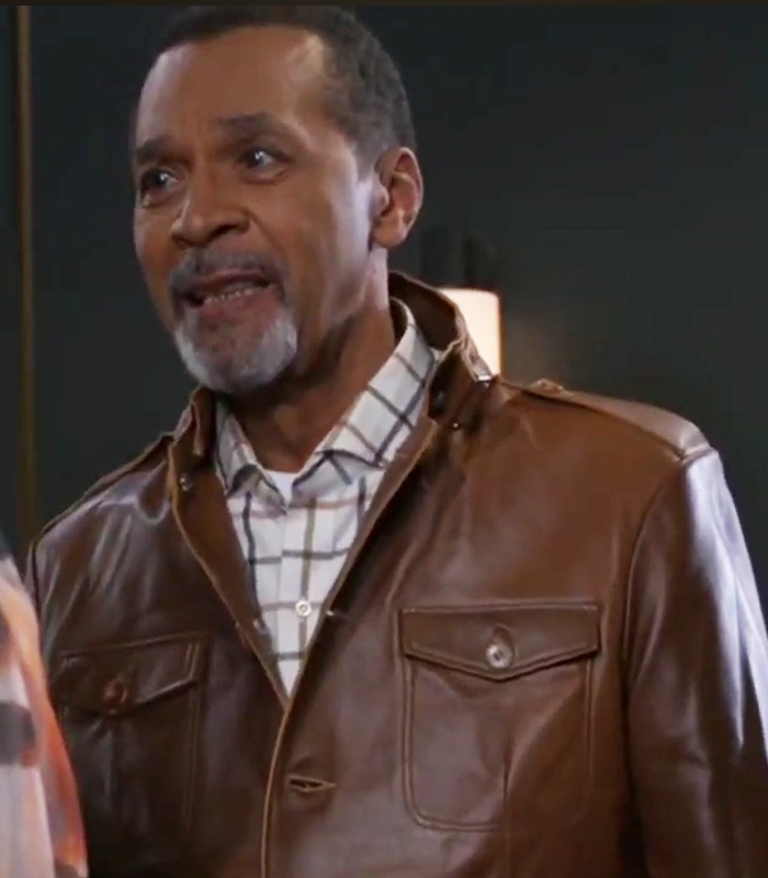 Beyond the Gates Clifton Davis Brown Leather Jacket.webp