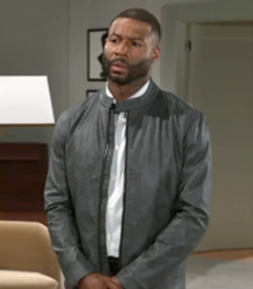 Beyond the Gates Robert Christopher Riley Grey Leather Jacket.webp