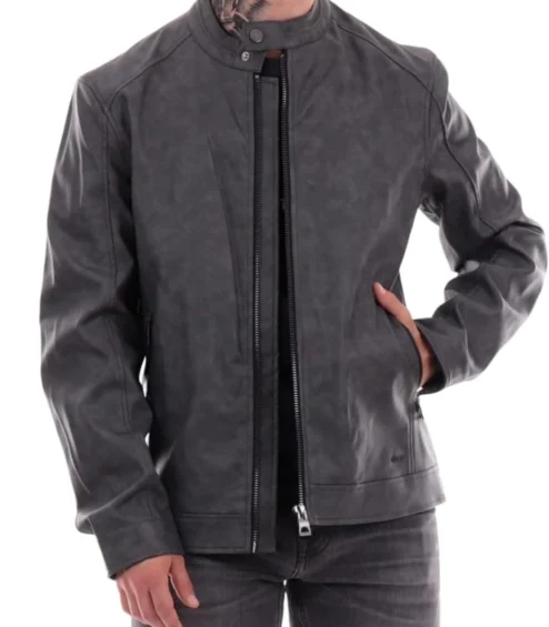 Beyond the Gates Robert Christopher Riley Grey Leather Jacket Front.webp