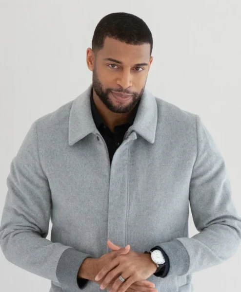 Beyond the Gates S01 Martin Richardson Grey Bomber Jacket.webp