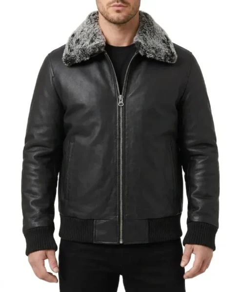 Bradford Bomber Shearling Black Leather Jacket