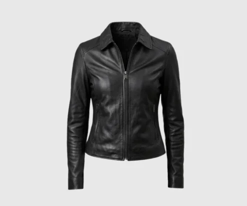 Buy Womens Black Biker Motorcycle Style Leather Jacket