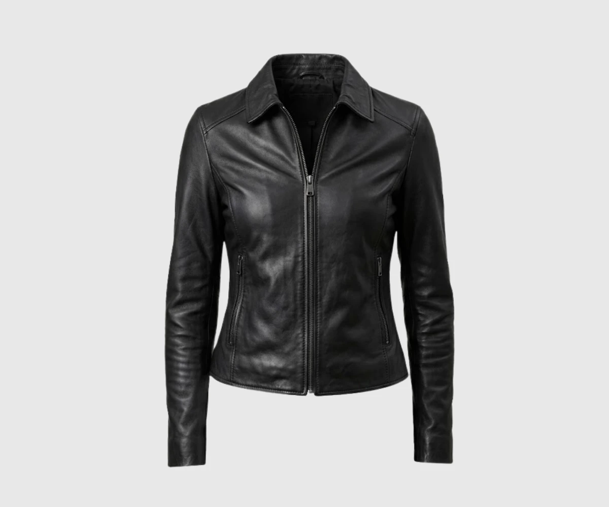 Buy Womens Black Biker Motorcycle Style Leather Jacket