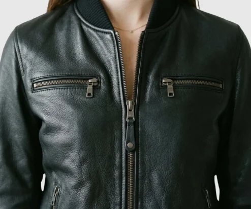 Buy Womens Black Bomber Biker Leather Jacket