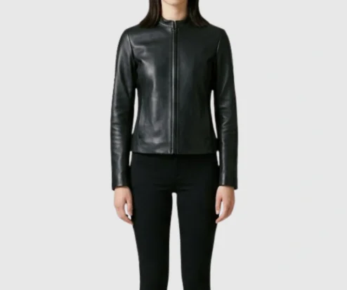 Buy Womens Black Fashion Style Cafe Racer Jacket