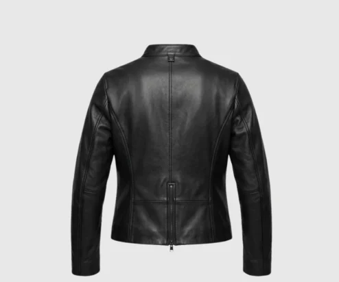 Buy Womens Black Real Leather Cafe Racer Jacket