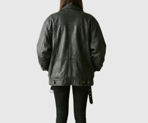 Buy Womens Black Vintage Oversized Cafe Racer Jacket