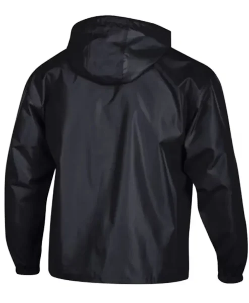 Champion San Francisco 49ers Packable Black Hooded Windbreaker Half Zip Jacket Back