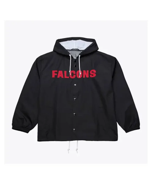 Coaches Atlanta Falcons Black Windbreaker Hooded Jacket.webp