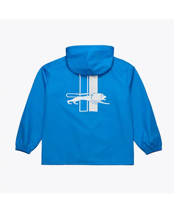 Coaches Detroit Lions Blue Windbreaker Hooded Jacket Back.webp