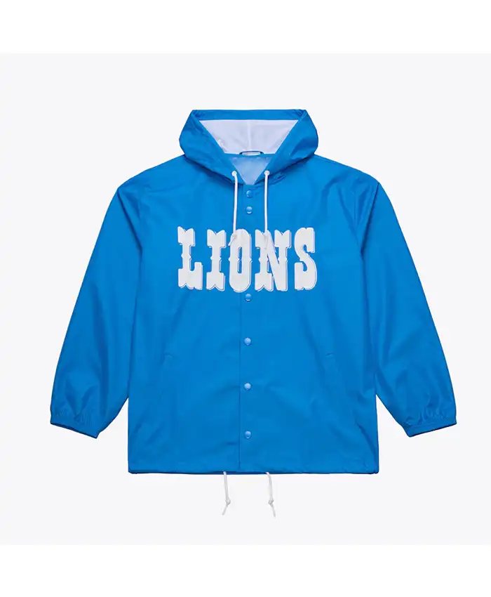 Coaches Detroit Lions Blue Windbreaker Hooded Jacket.webp