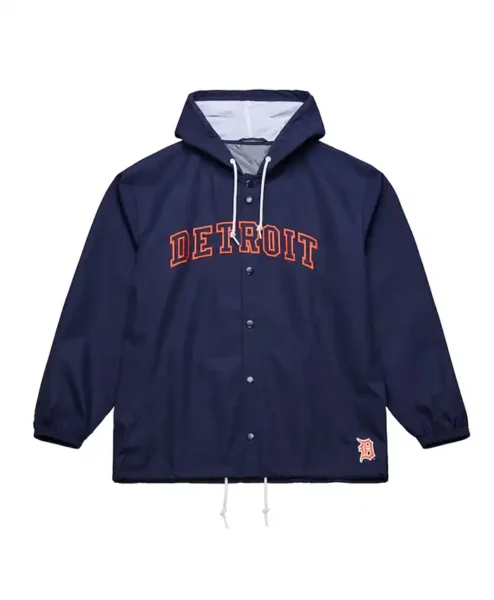 Coaches Detroit Tigers Navy Windbreaker Hooded Jacket.webp