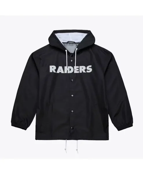 Coaches Las Vegas Raiders Black Windbreaker Hooded Jacket.webp