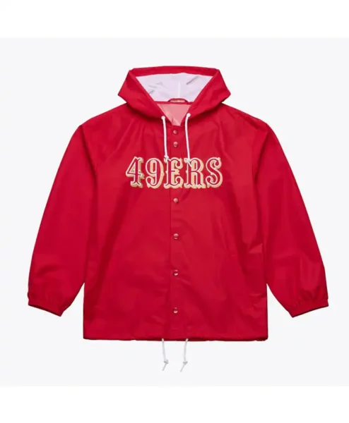Coaches San Francisco 49ers Scarlet Windbreaker Hooded Jacket.webp