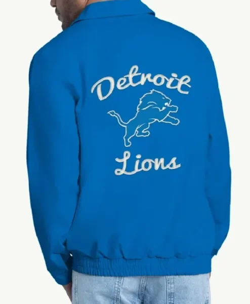 Detroit Lions Franchise Full Zip Blue Cotton Jacket Back