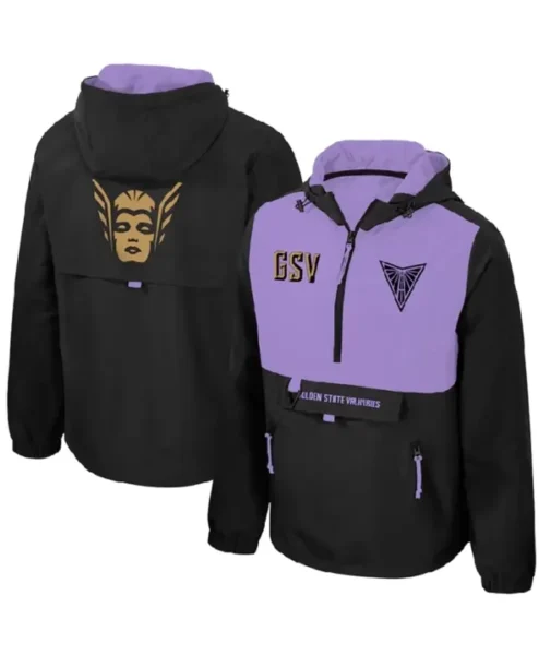 Golden State Valkyries Legends Challenger Half Zipper Purple and Black Hooded Jacket for Men and Women
