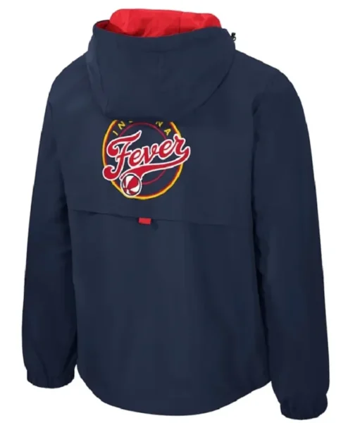 Indiana Fever Legends Challenger Half Zipper Red and Black Hooded Jacket Back