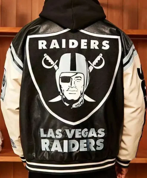 Las Vegas Raiders Black Bomber Jacket Back.webp