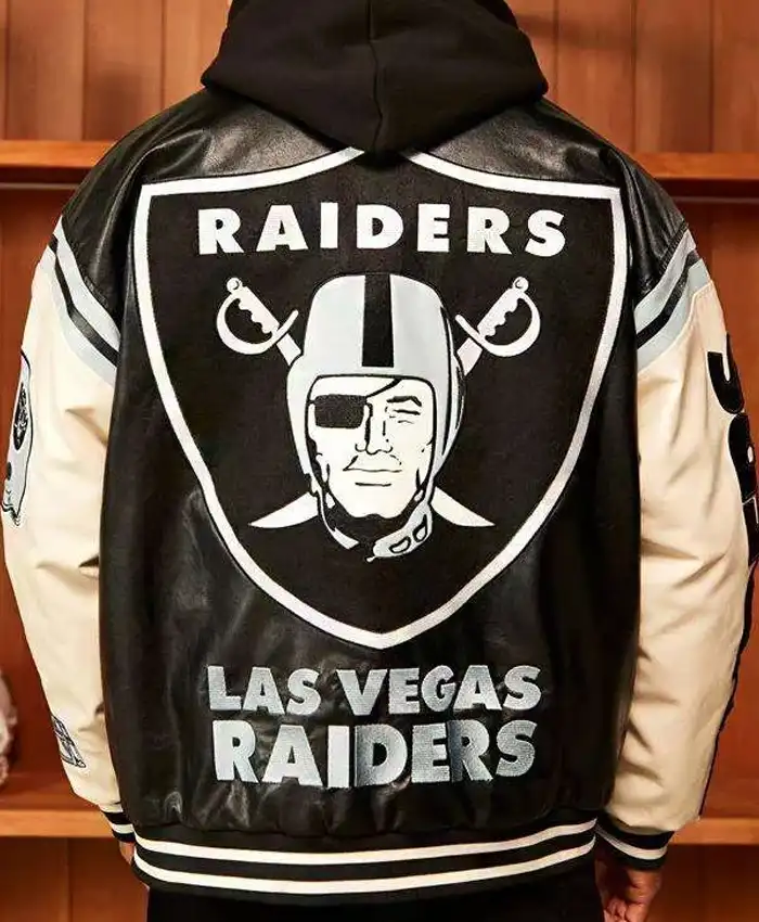 Las Vegas Raiders Black Bomber Jacket Back.webp