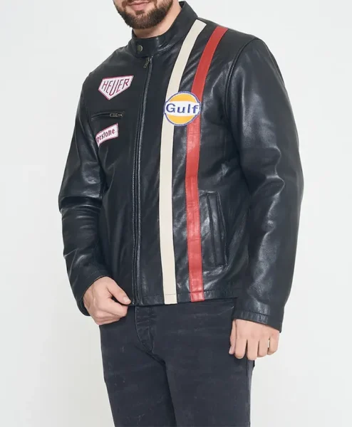 Le Mans Steve McQueen Black Leather Jacket Side.webp