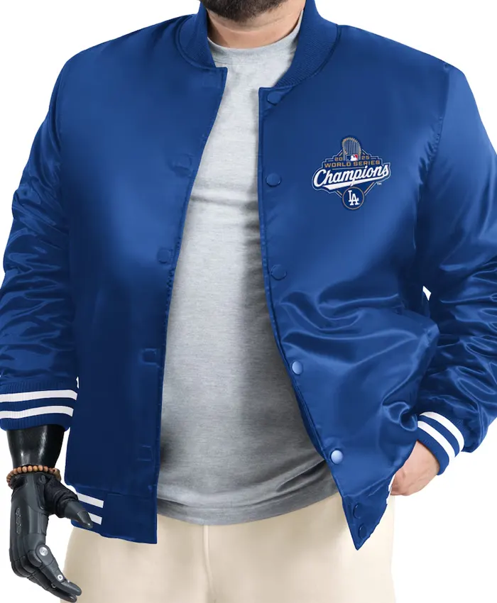 Los Angeles Dodgers Starter Royal Adaptive World Series Champions Satin Full Snap Varsity Jacket