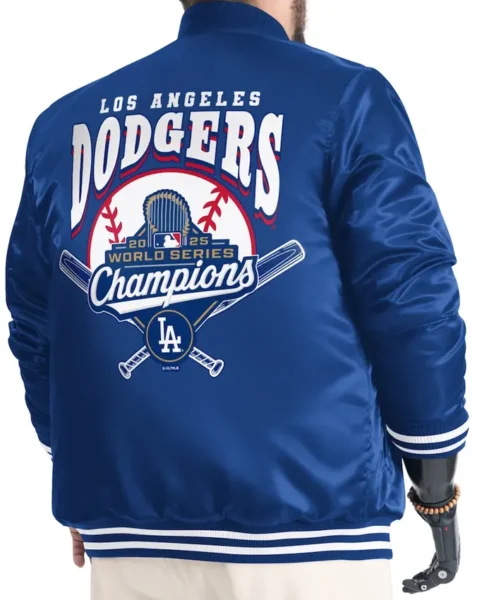 Los Angeles Dodgers Starter Royal Adaptive World Series Champions Satin Varsity Jacket