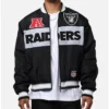 Majestic Raiders Black Satin Varsity Jacket.webp