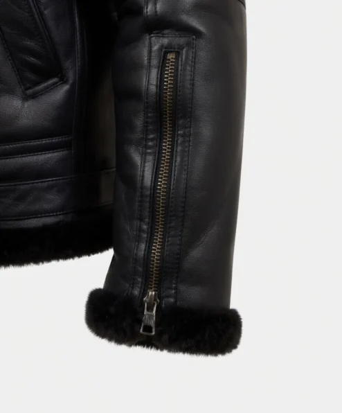 Mateo RAF Aviator SF Black Bomber Jacket cuff