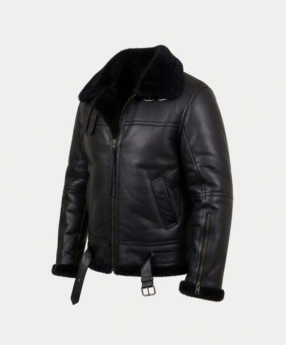 Mateo RAF Aviator SF Black Bomber Jacket side