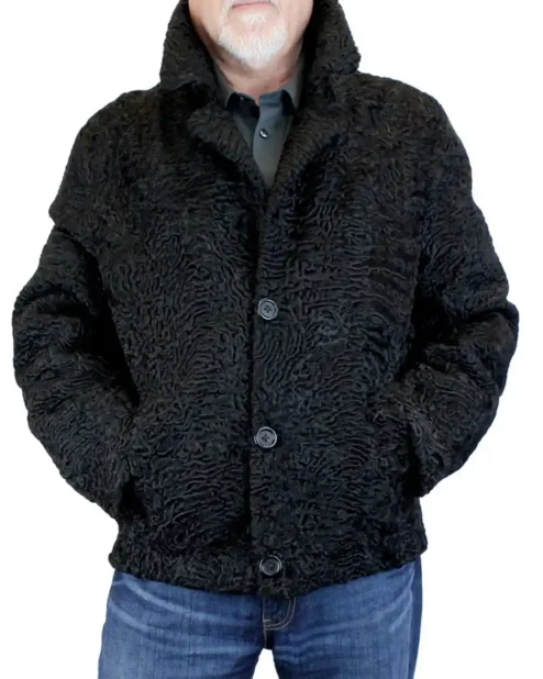 Mens Astrakhan Black Bomber Jacket.webp