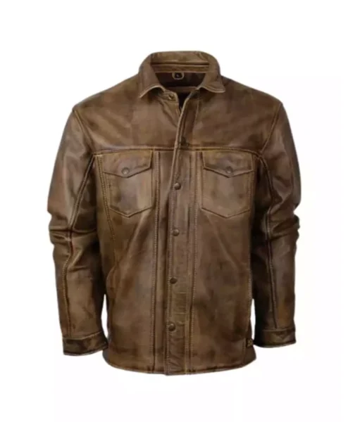 Men’s Distressed Brown Leather Jacket