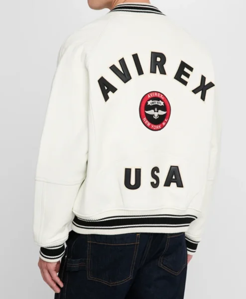 Mens Leather Stadium Embroidered Varsity Jacket