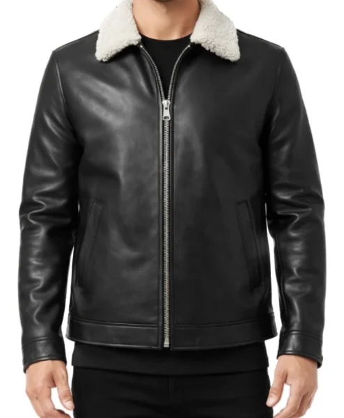 Ravion Shearling Black Leather Jacket
