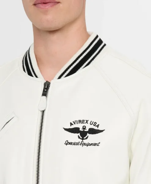 Mens Stadium Embroidered Leather Varsity Jacket