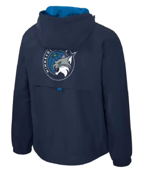 Minnesota Lynx Legends Challenger Half Zipper Blue and Black Hooded Jacket for Men and Women Back