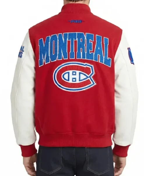 Montreal Canadiens City Arch Full Snap Navy Red and White Varsity Jacket