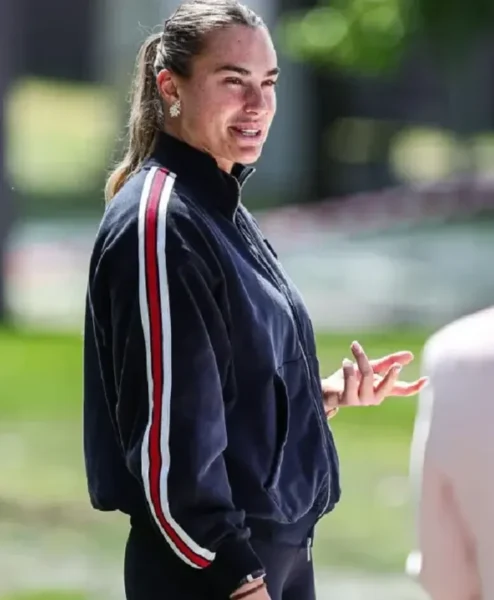 Mutua Madrid Open 2026 Aryna Sabalenka Blue Track Jacket Right