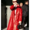 NYC Good Morning America Meryl Streep Red Leather Coat Right