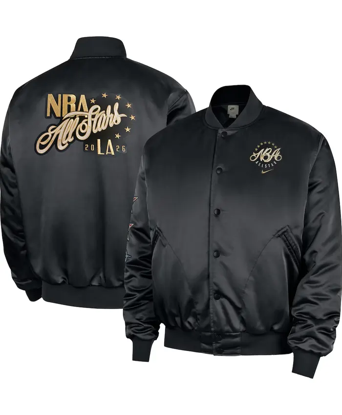 Nike NBA All Star 2026 Black Satin Jacket